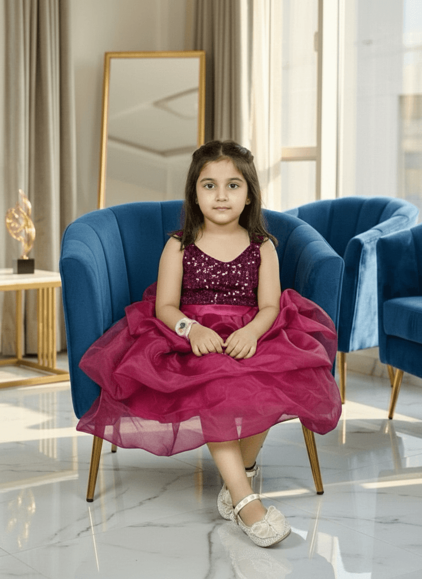 Girls wine casual frock m250046