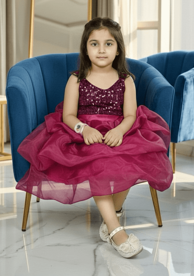 Girls wine casual frock m250046