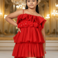 Girls Red Gown length Party dress M231001