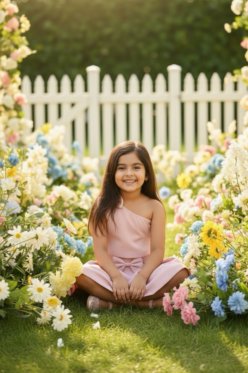 Girls one shoulder knee length coord set