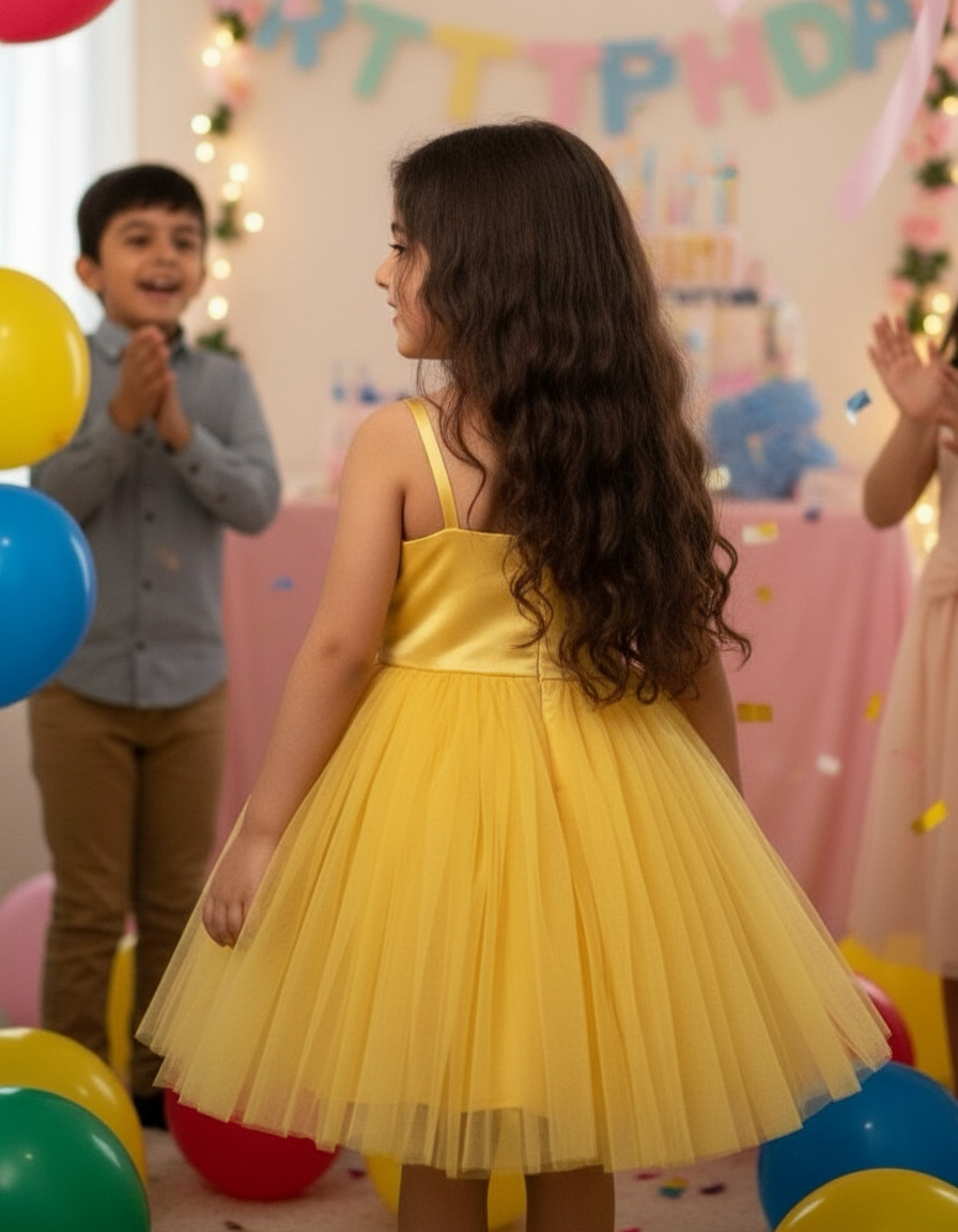 Girls gold casual frock m240055