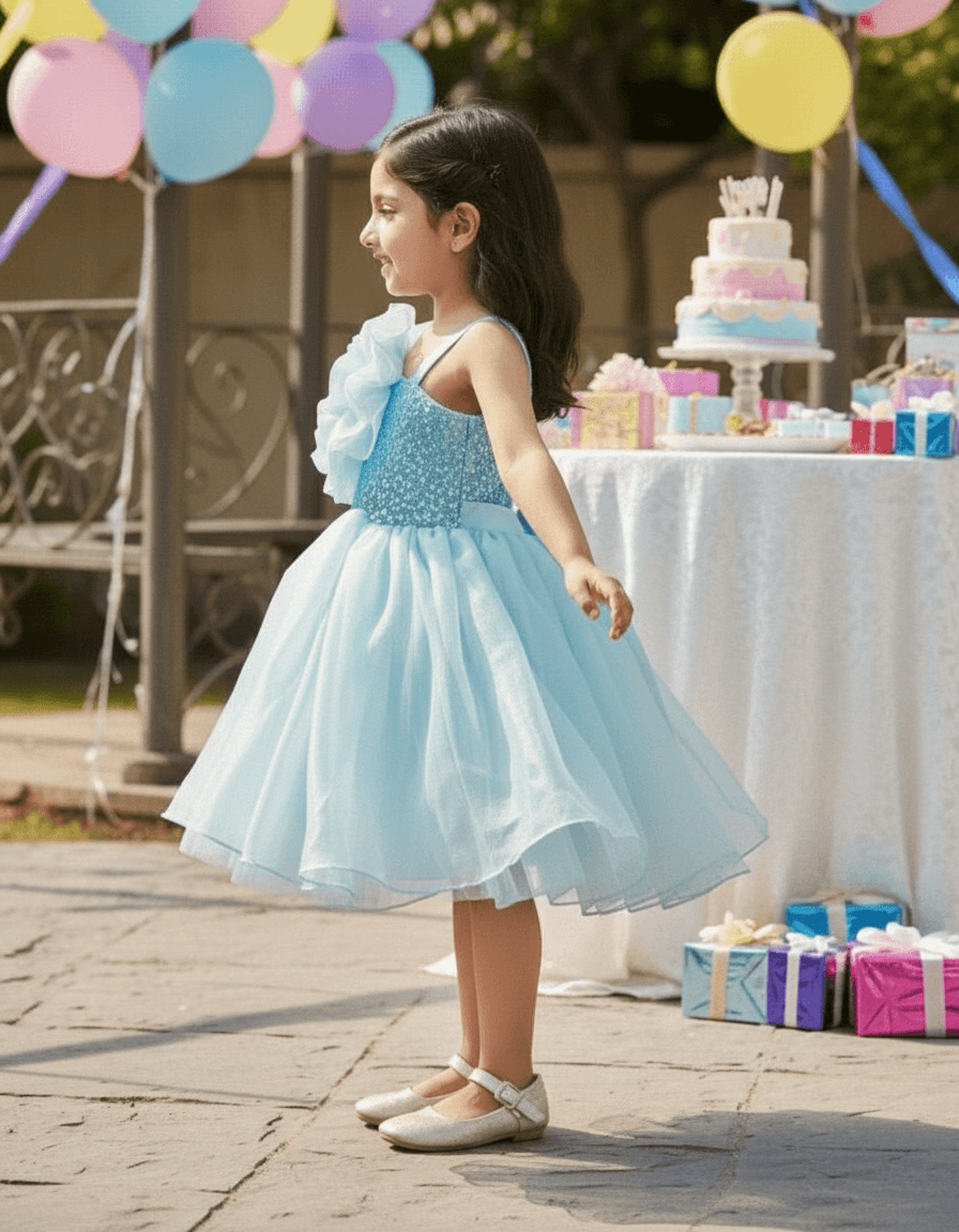 Girls blue casual frock m250050