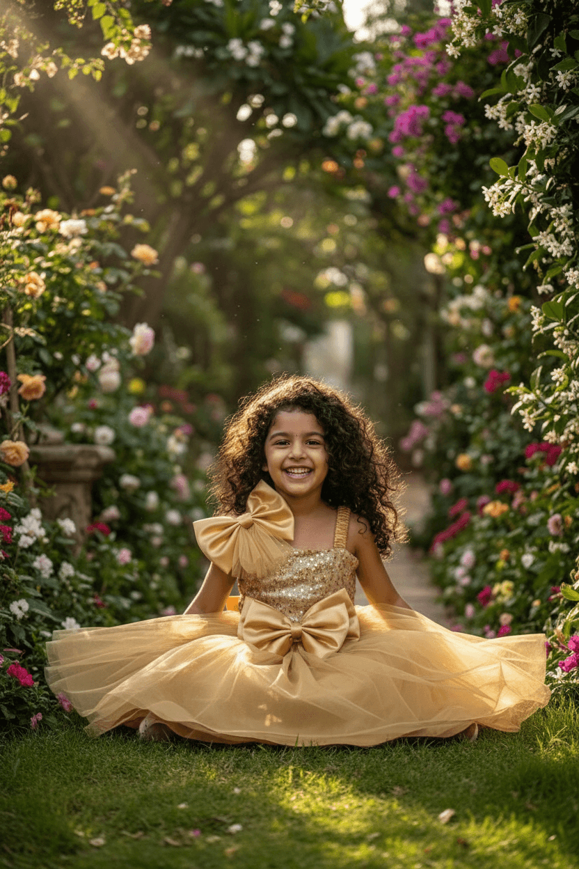 Yellow party frock for girls-M250116
