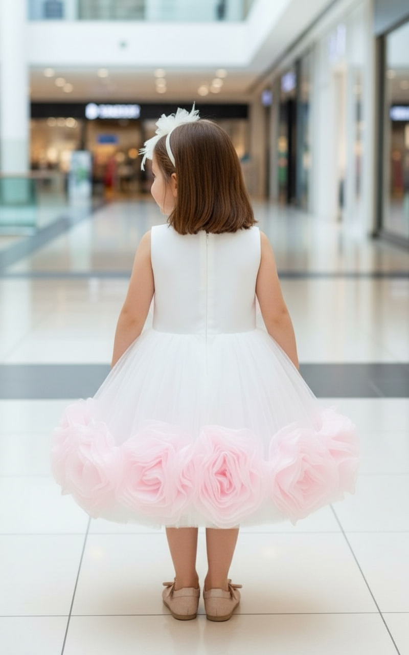 Girls white casual frock m250060