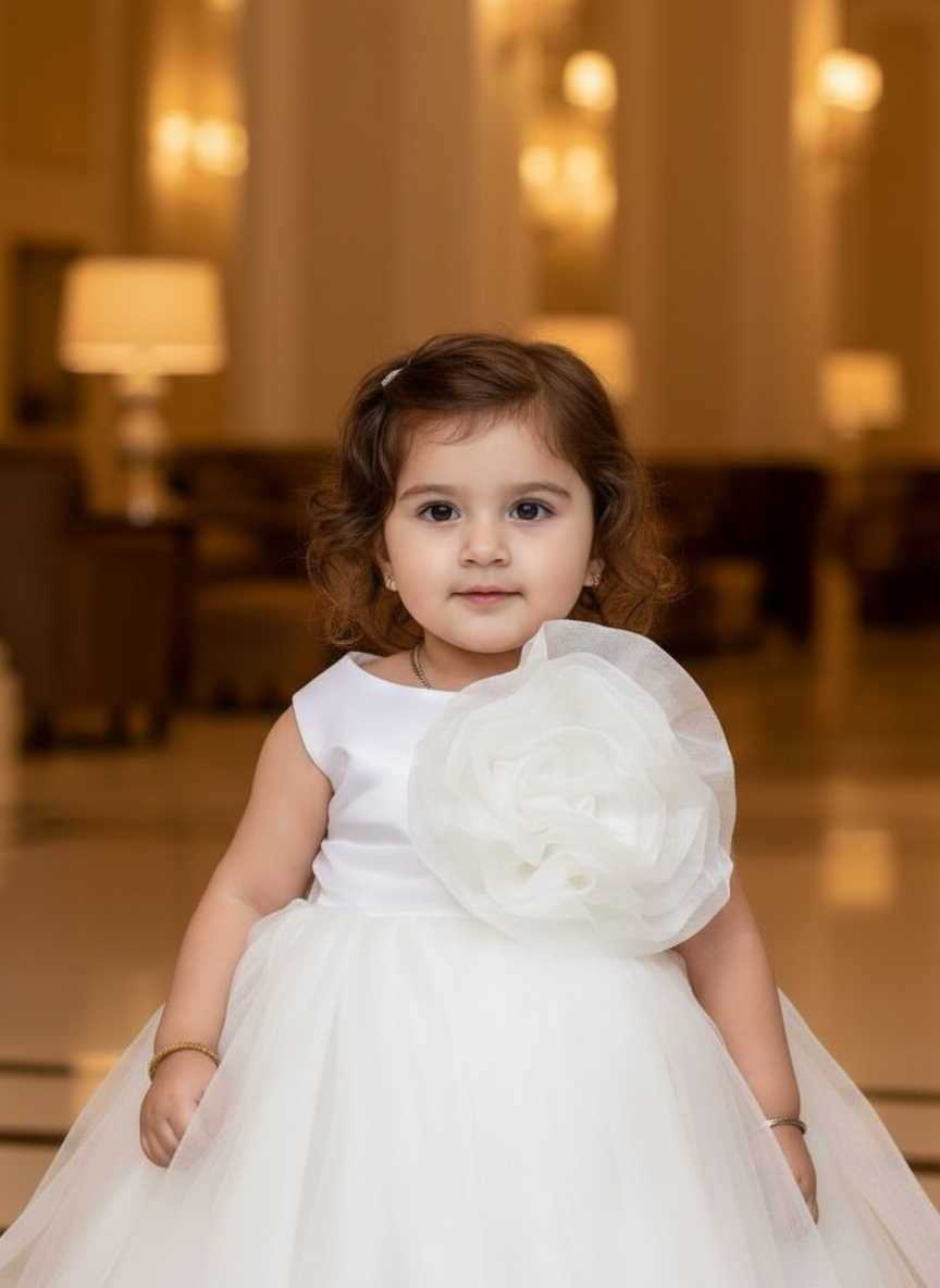 Girls white casual frock m250051