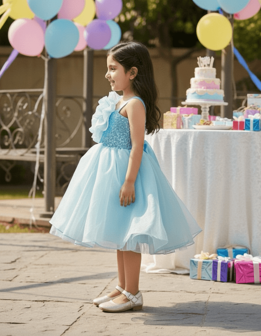Girls blue casual frock m250050