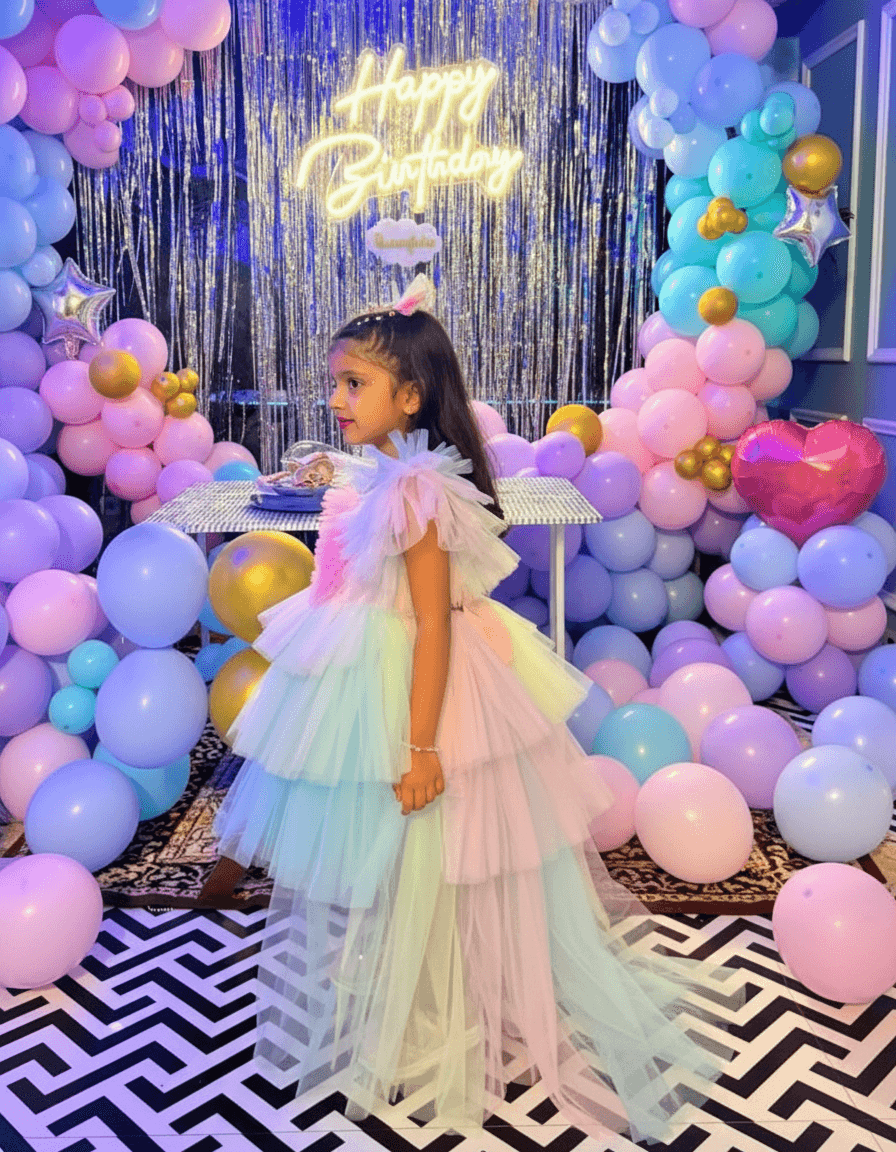 Green Unicorn Birthday Party Frock for Girls m260295