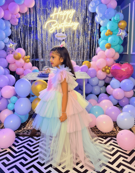 Green Unicorn Birthday Party Frock for Girls m260295