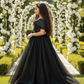 Black Flared Net Designer Gown For Girls