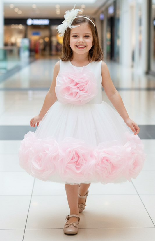 Girls white casual frock m250060