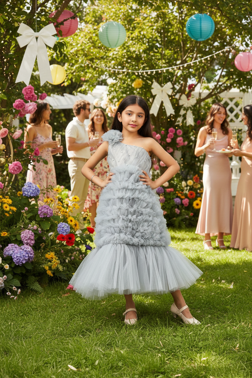 Girls Grey Gown length dress M232401