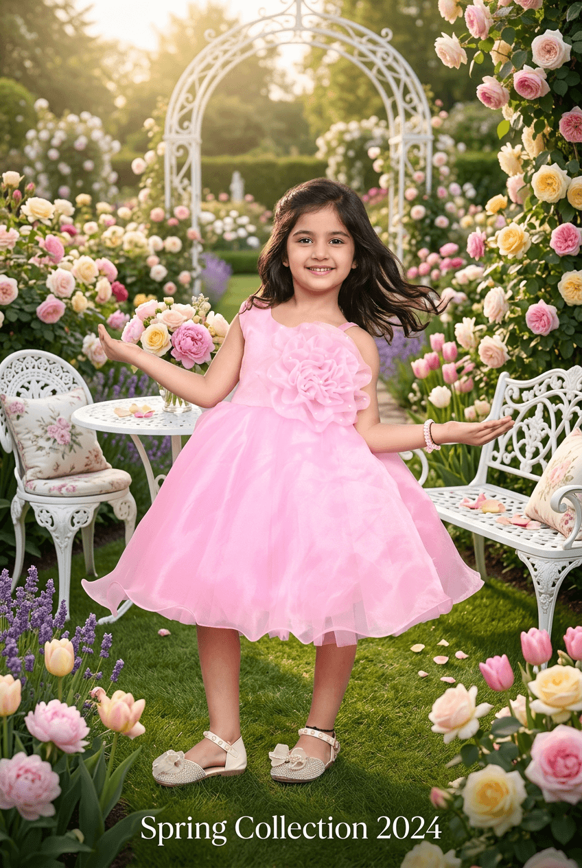 Girls pink casual frock m250049