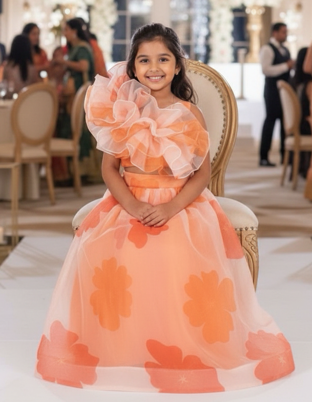 Orange Designer lehenga choli set