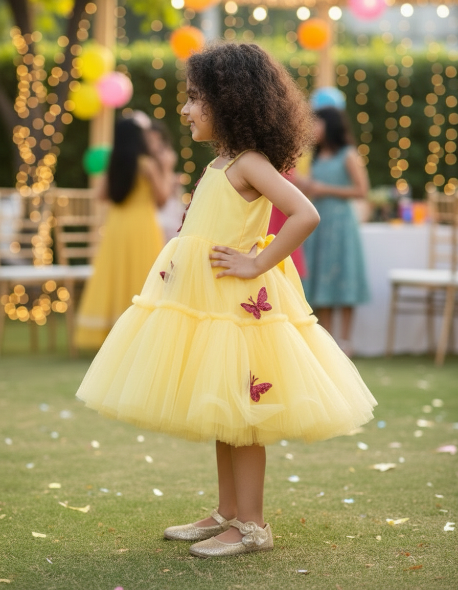 Girls yellow casual frock m250042