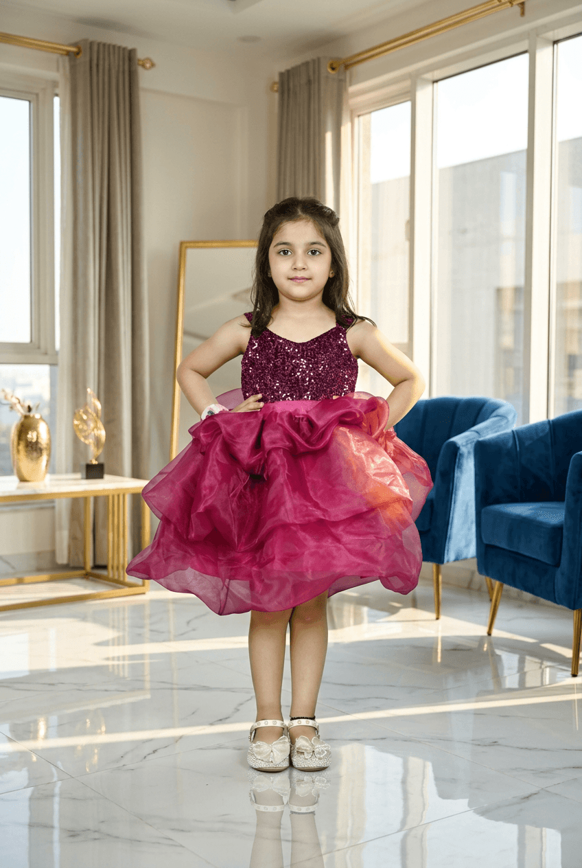 Girls wine casual frock m250046