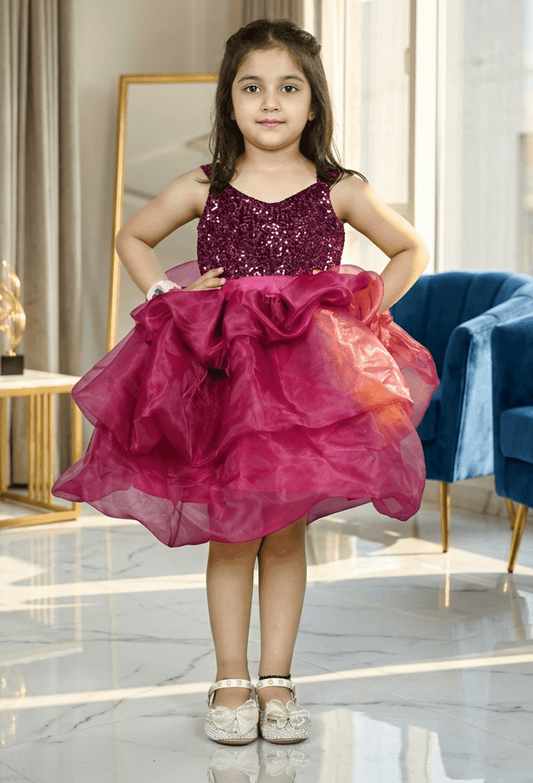 Girls wine casual frock m250046