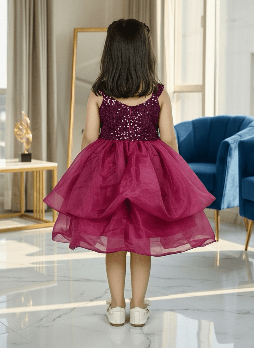 Girls wine casual frock m250046