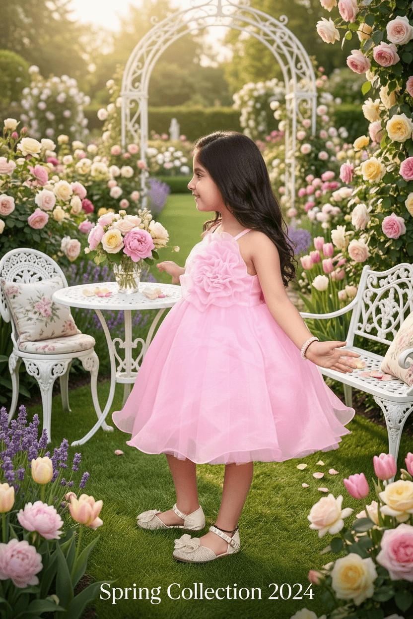 Girls pink casual frock m250049