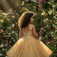 Yellow party frock for girls-M250116