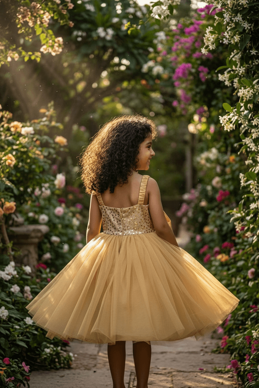 Yellow party frock for girls-M250116