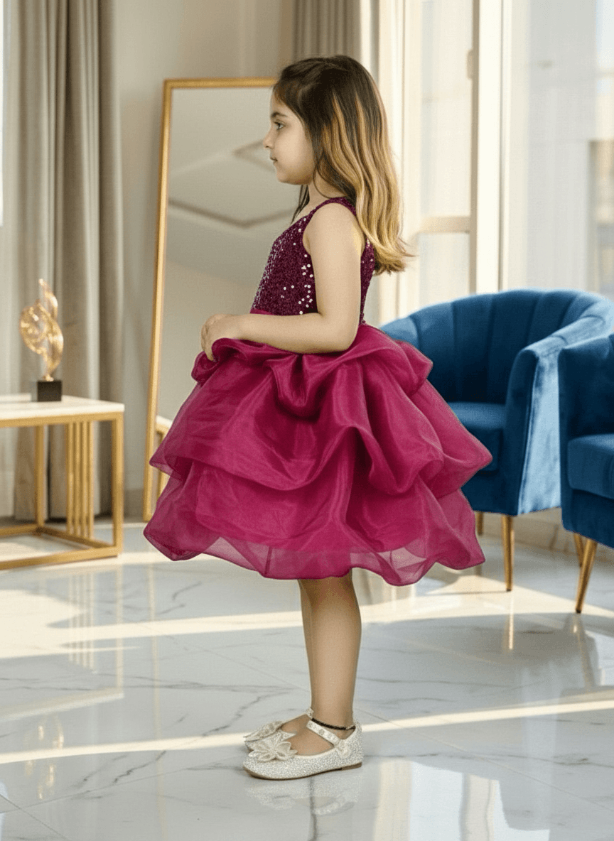 Girls wine casual frock m250046