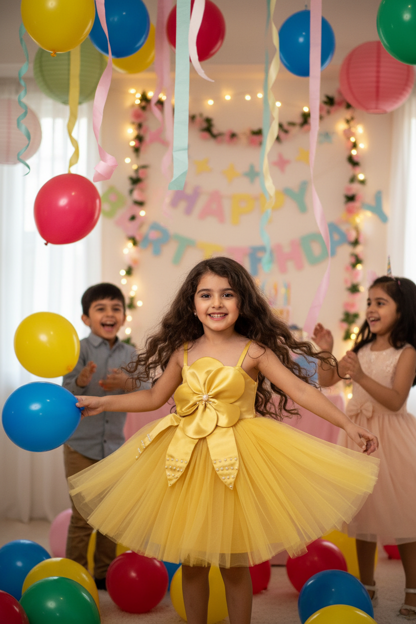 Girls gold casual frock m240055