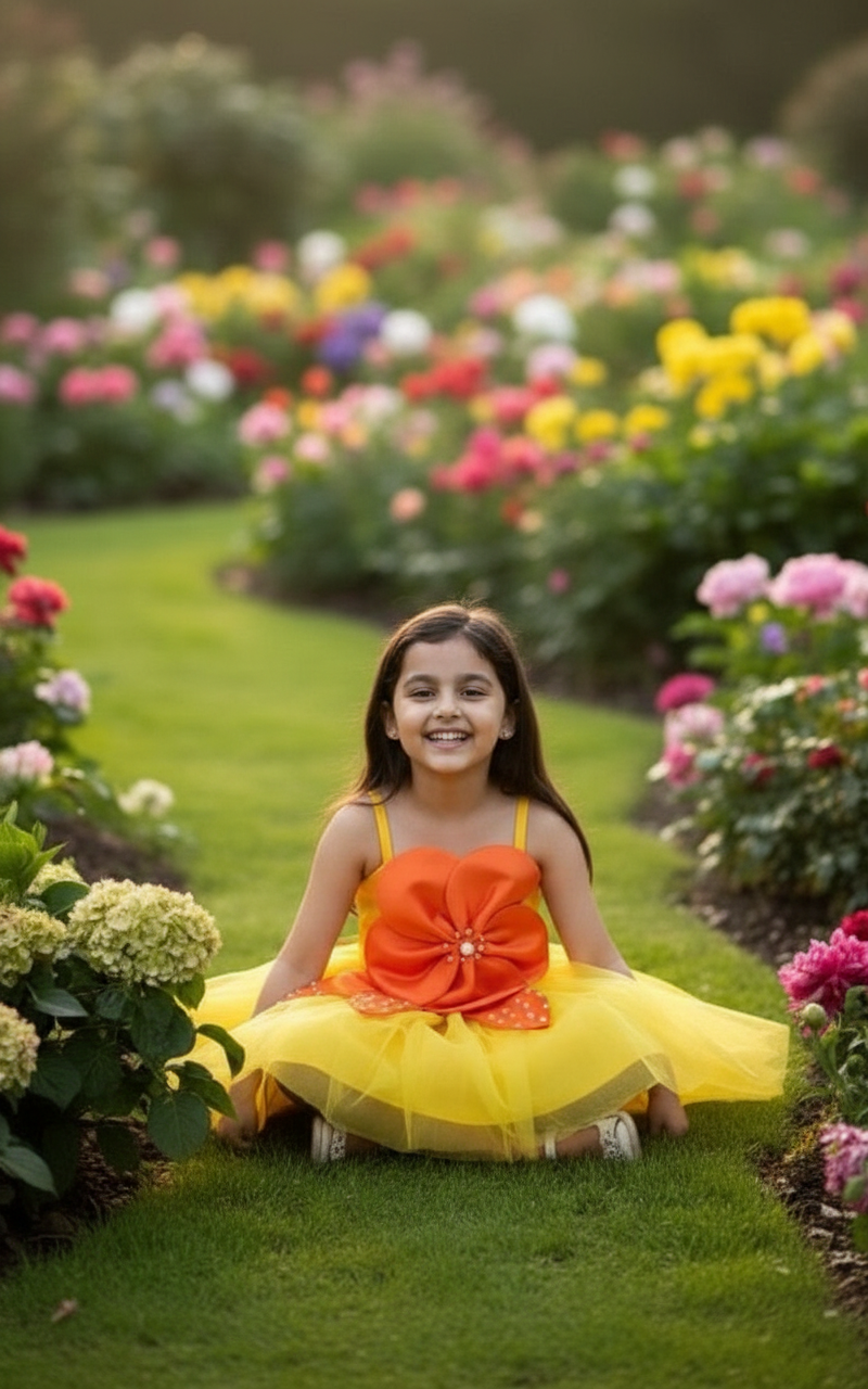 Girls trendy yellow dress m250060