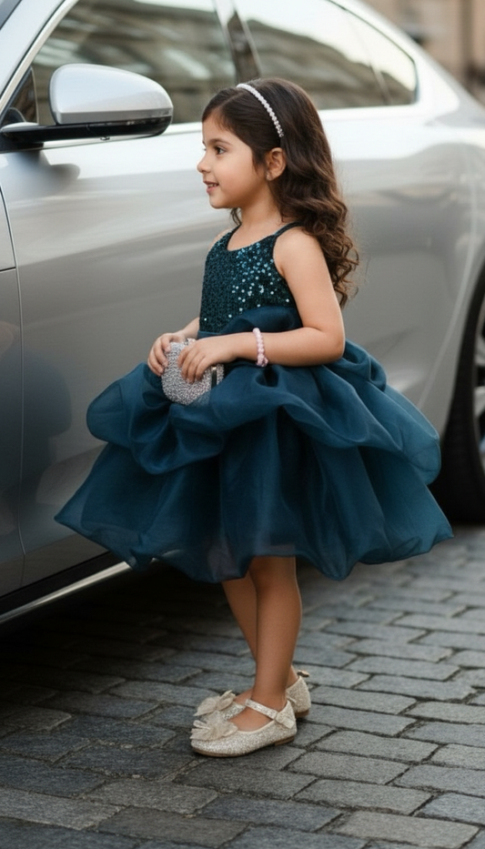 Childrens Party Dresses green frock m250108