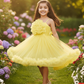Yellow party frock for girls-M250115