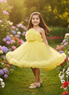 Yellow party frock for girls-M250115