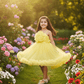 Yellow party frock for girls-M250115