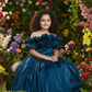 Girls teal Gown length Party frock m250287