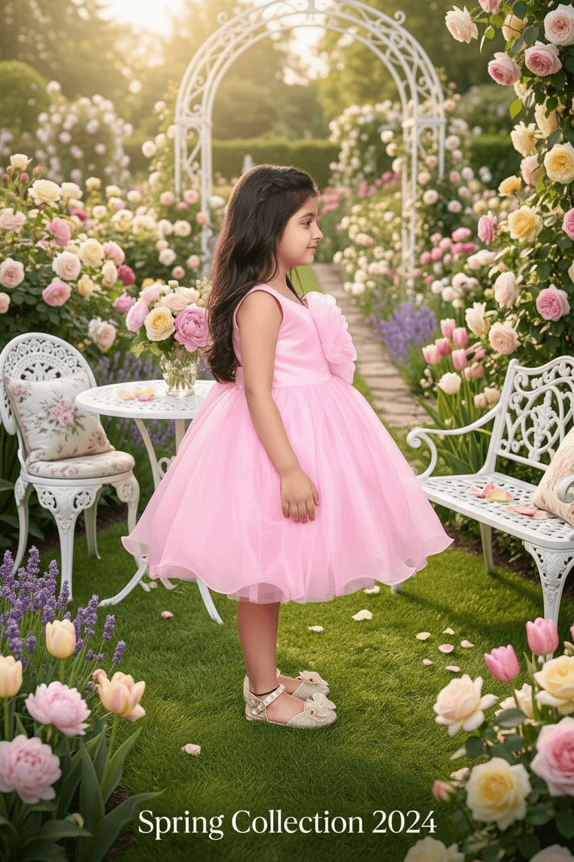 Girls pink casual frock m250049