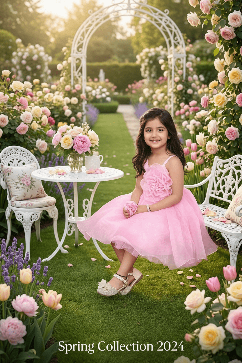 Girls pink casual frock m250049