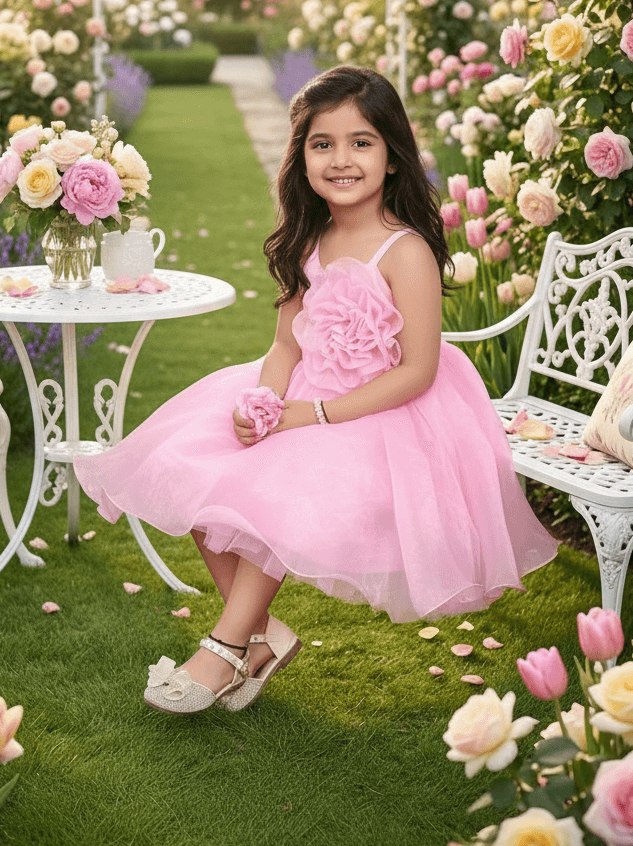 Girls pink casual frock m250049