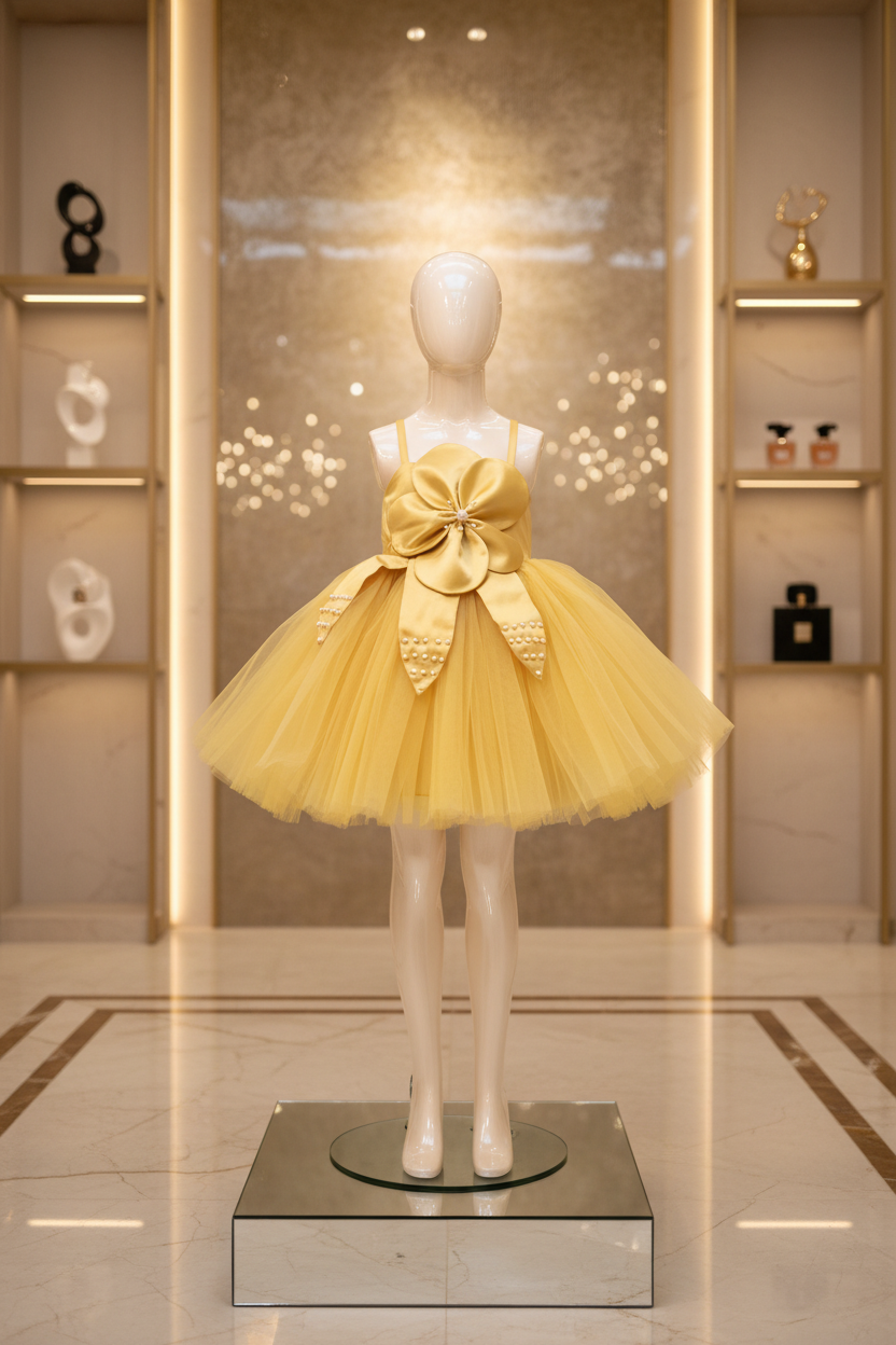Girls gold casual frock m240055