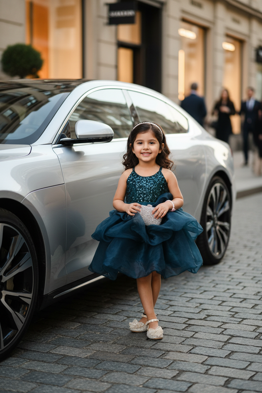 Childrens Party Dresses green frock m250108