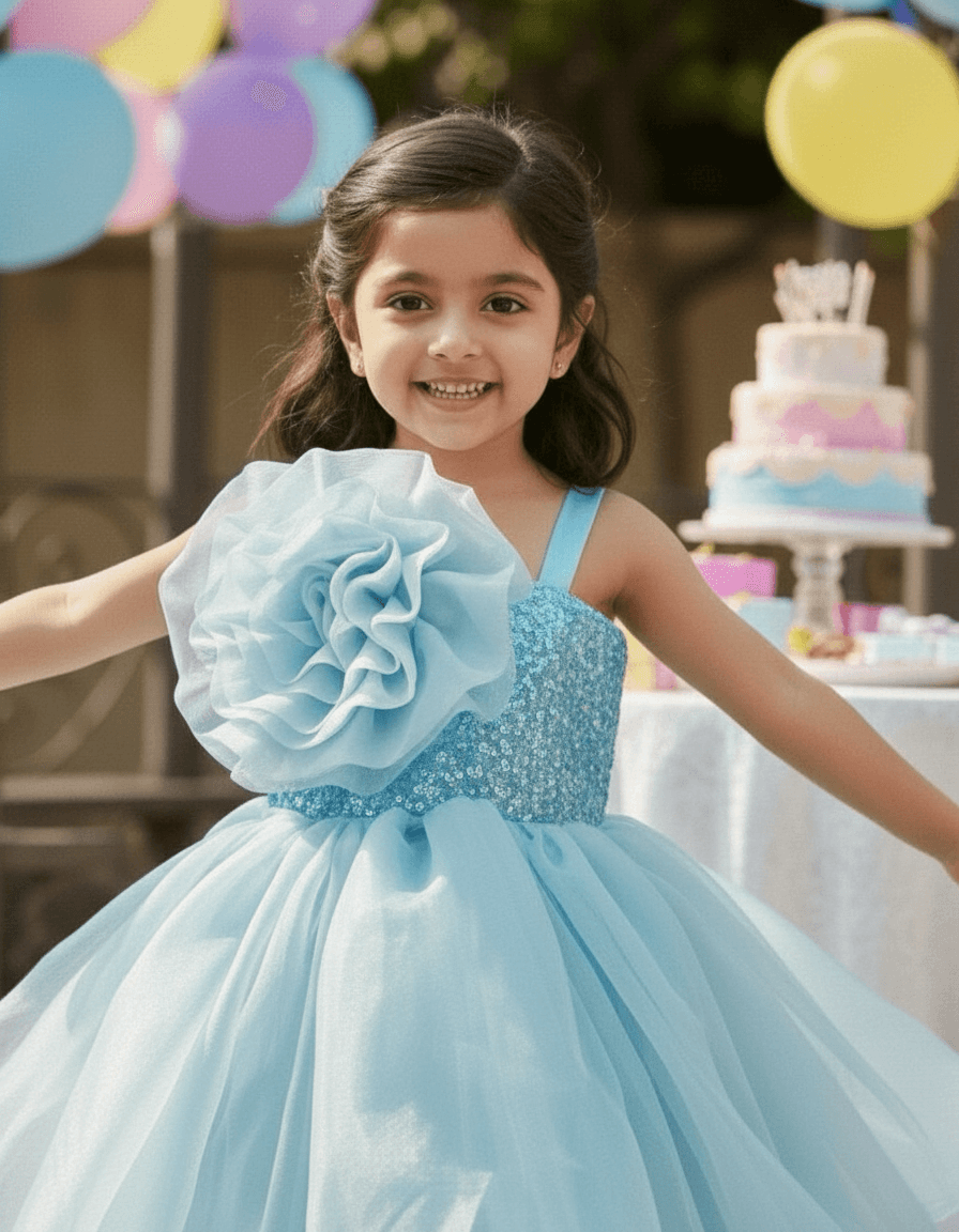 Girls blue casual frock m250050