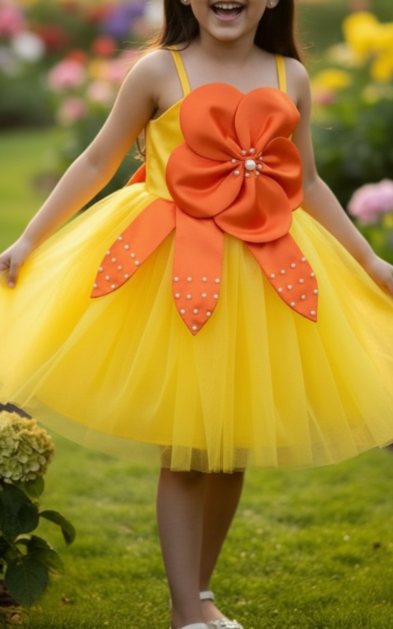 Girls trendy yellow dress m250060