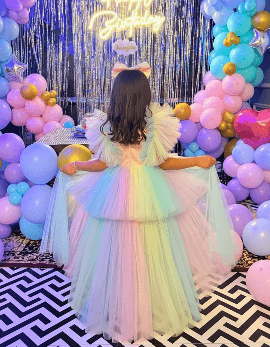 Green Unicorn Birthday Party Frock for Girls m260295