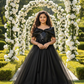 Black Flared Net Designer Gown For Girls