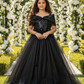 Black Flared Net Designer Gown For Girls