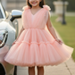 Childrens Party Dresses peach frock m250109