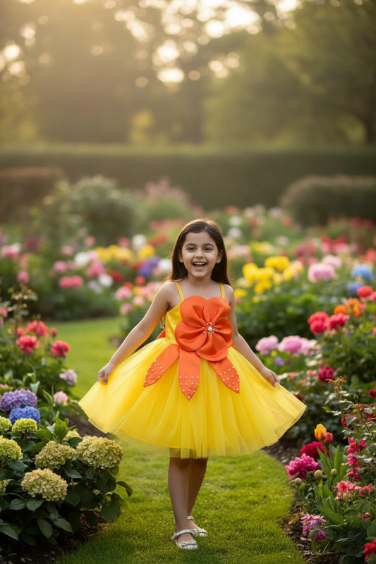 Girls trendy yellow dress m250060