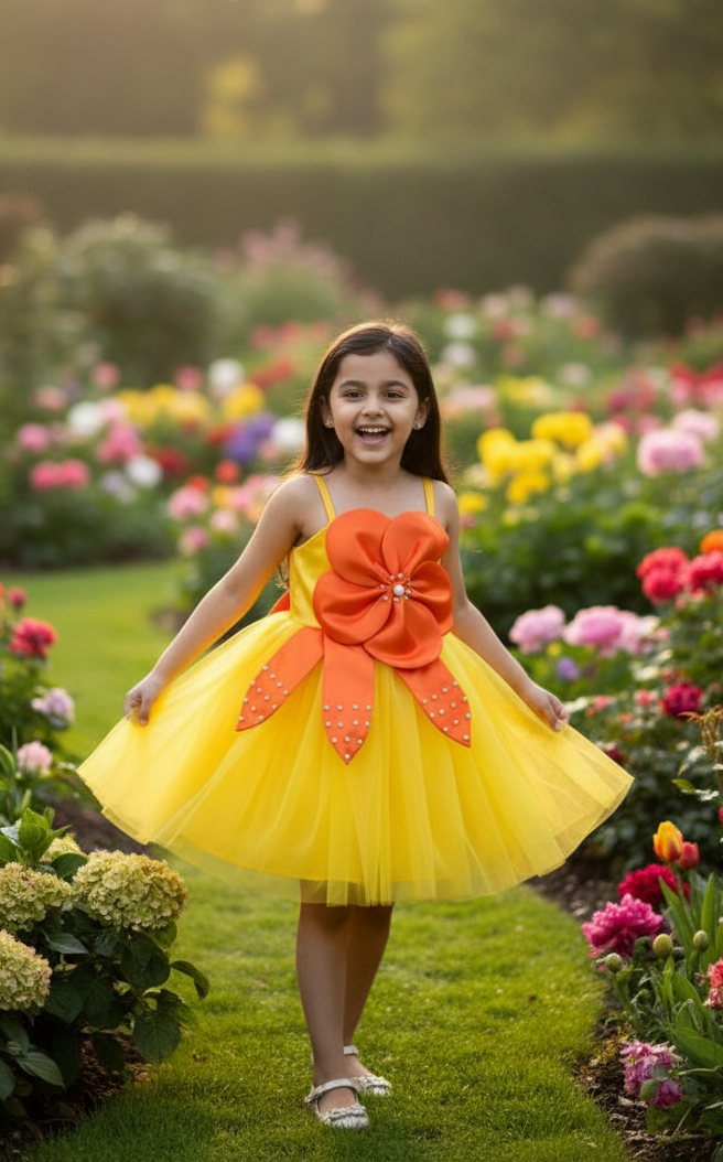 Girls trendy yellow dress m250060
