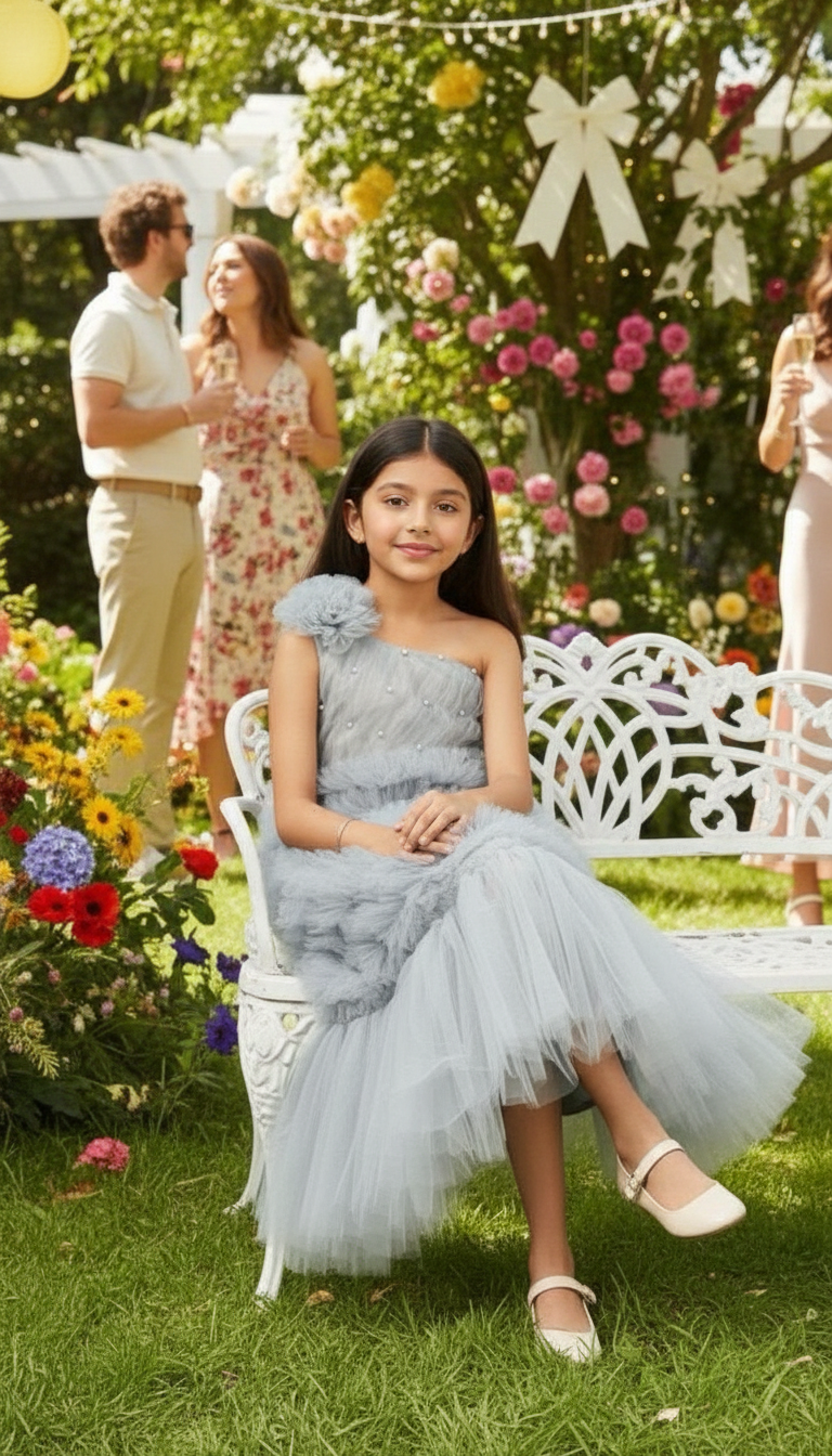 Girls Grey Gown length dress M232401