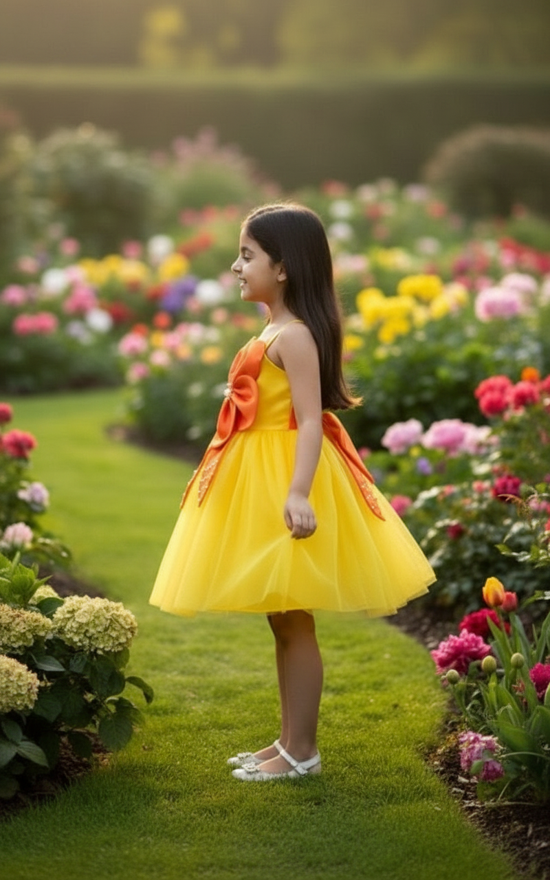 Girls trendy yellow dress m250060