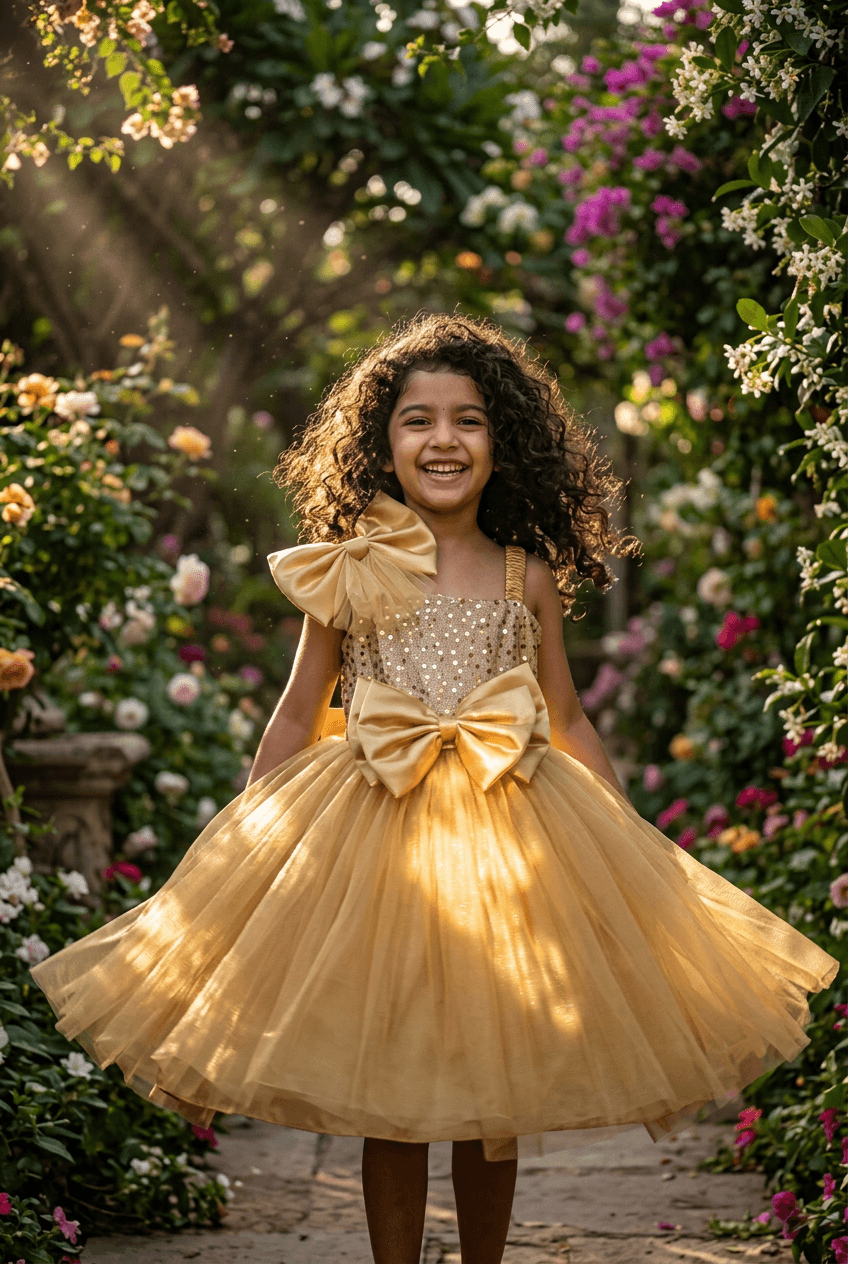 Yellow party frock for girls-M250116