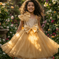 Yellow party frock for girls-M250116