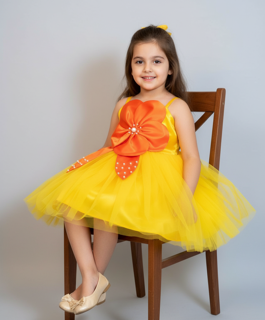 Girls trendy yellow dress m250060